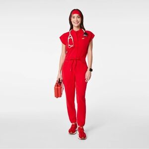 BRAND NEW Figs XS R Rafaela Cargo ScrubJumpsuit (Pop Red - Lunar New Year)